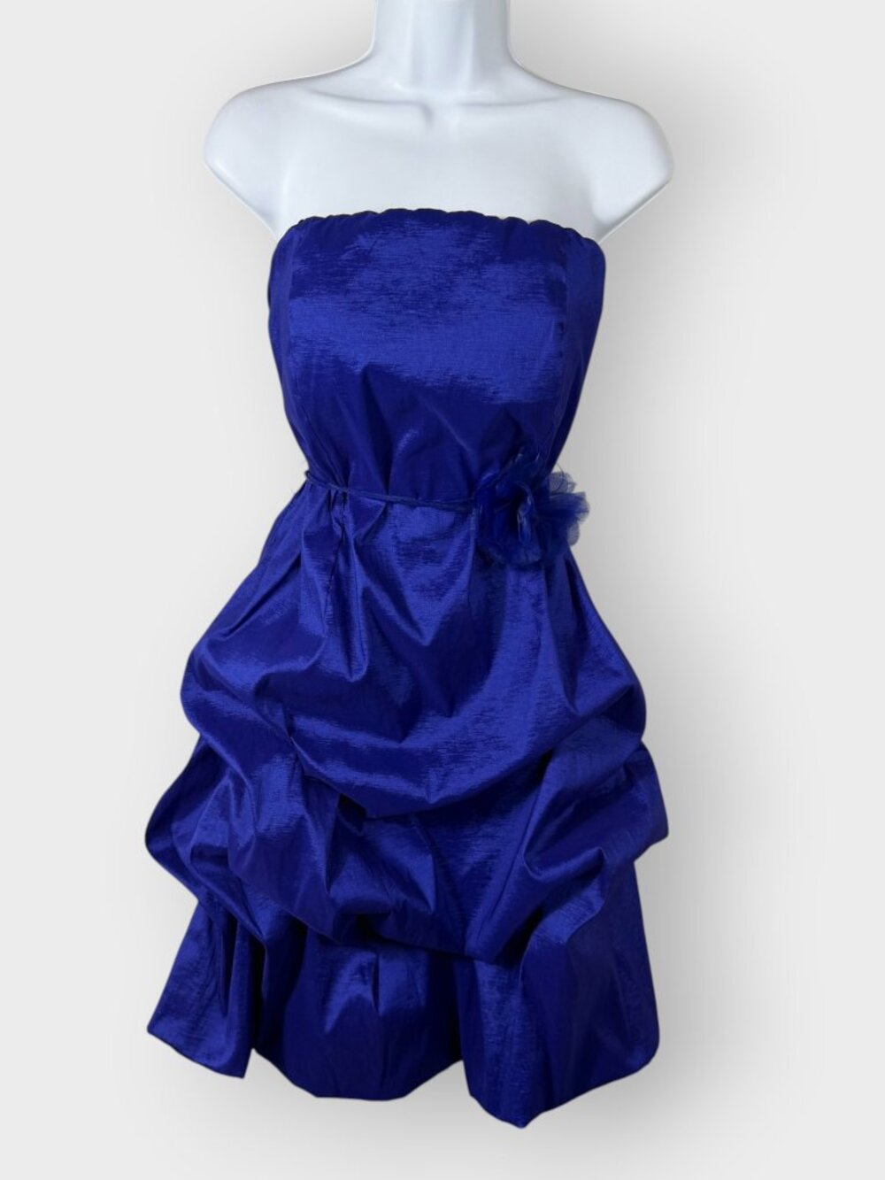 Vtg Snap Strapless Bubble Dress | 14W | Royal Blue | HOCO Prom 80s Valley Girl